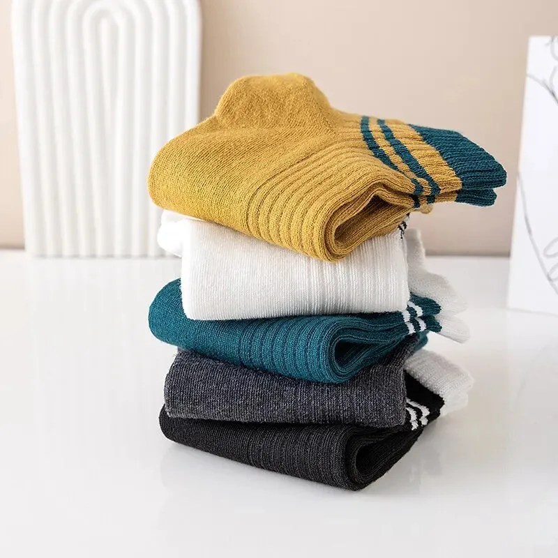 5 Pairs Breathable Striped Sports Low Cut Socks for Men