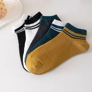 5 Pairs Breathable Striped Sports Low Cut Socks for Men
