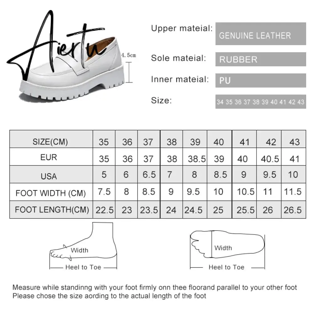 Aiertu  Spring Shoes Female British Style New Thick-soled College Style Casual Loafers Genuine Leather Fashion Shoes Girls