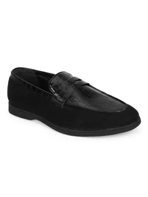 Black PU Croc Pattern Men's Loafers (TC-SM-5004-BLK)