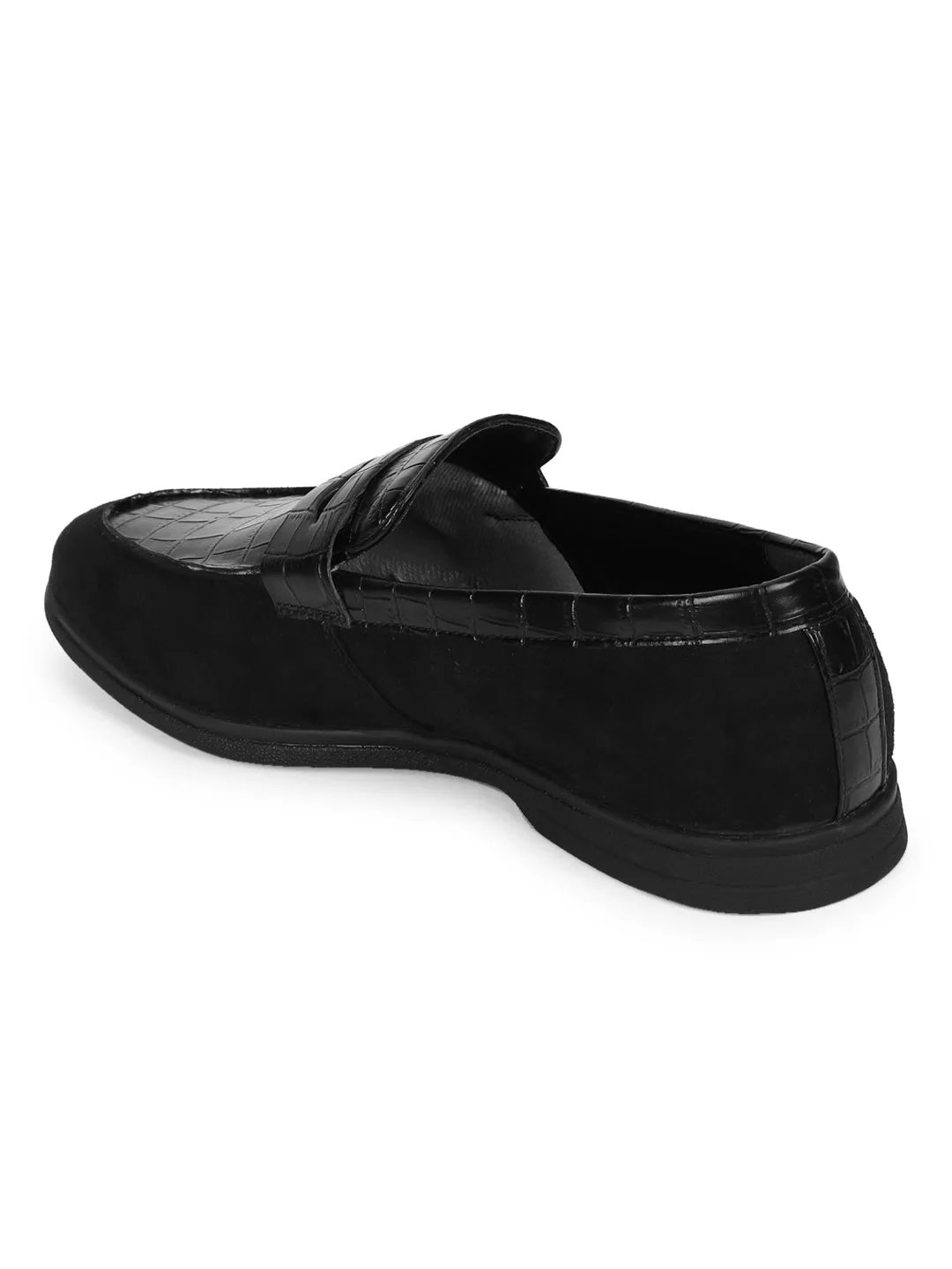 Black PU Croc Pattern Men's Loafers (TC-SM-5004-BLK)