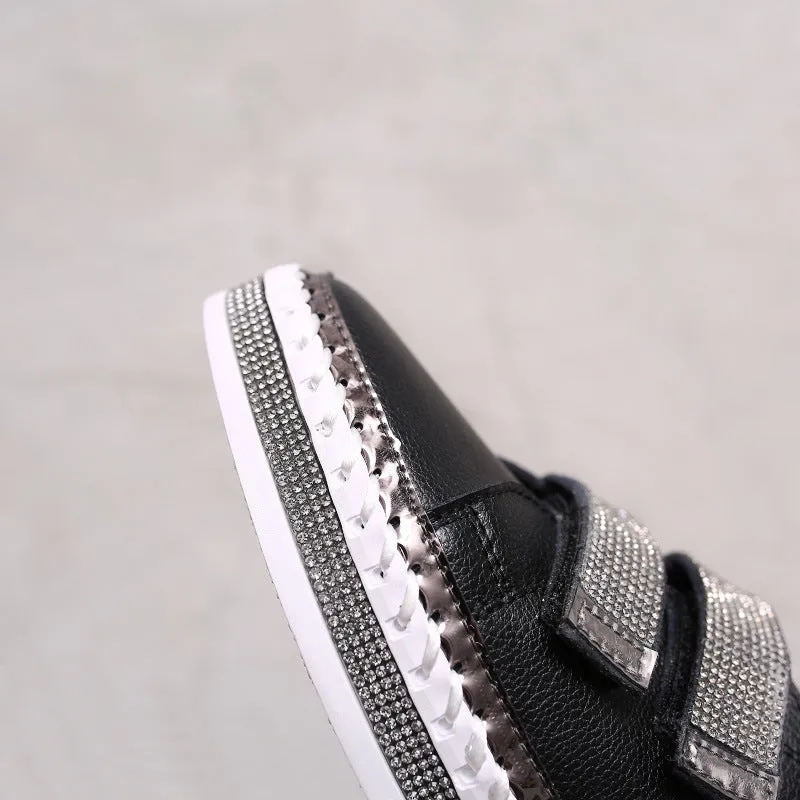 Crystal Genuine Leather Sneakers Loafers