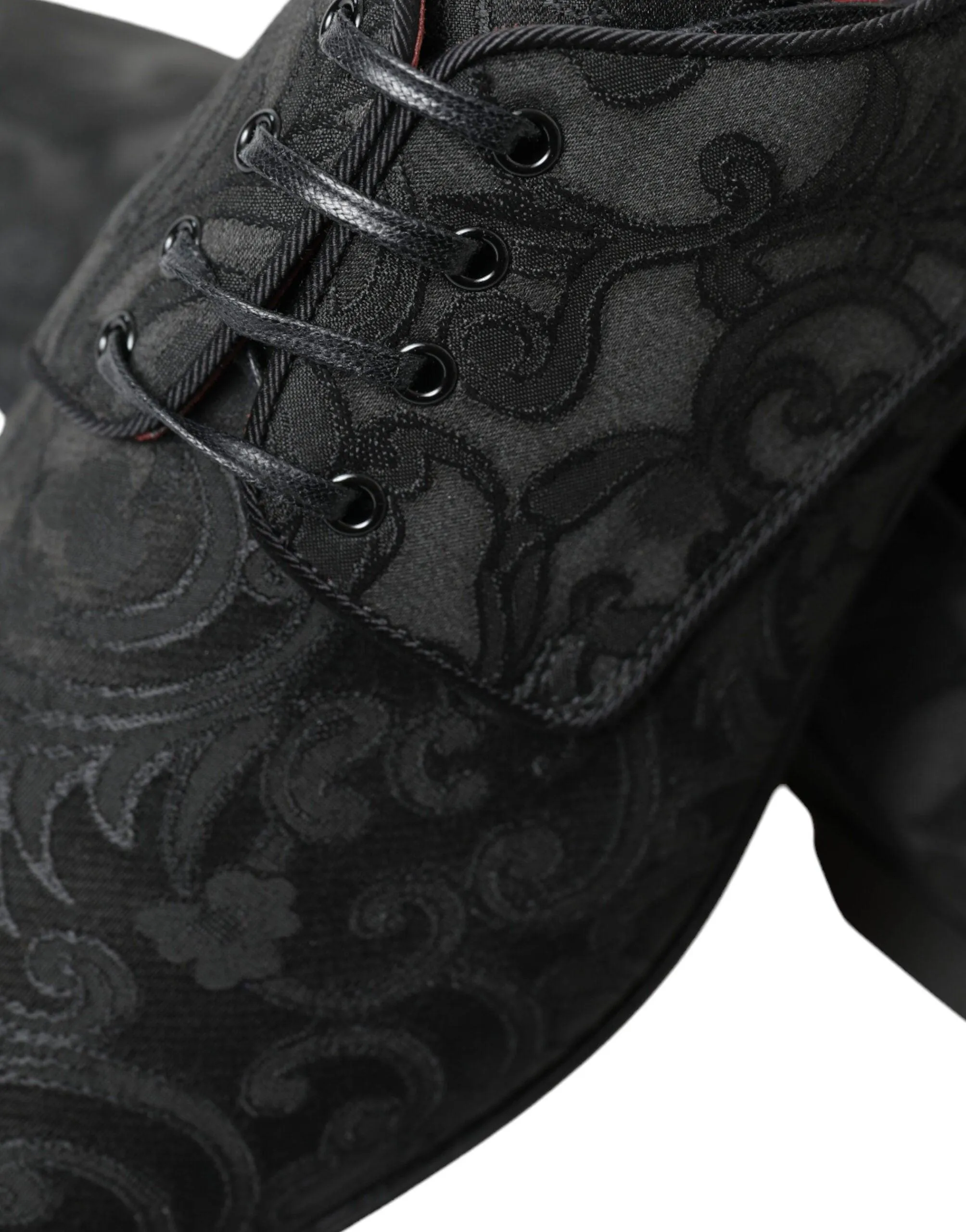 Dolce & Gabbana Black Jacquard Lace Up Derby Dress Shoes