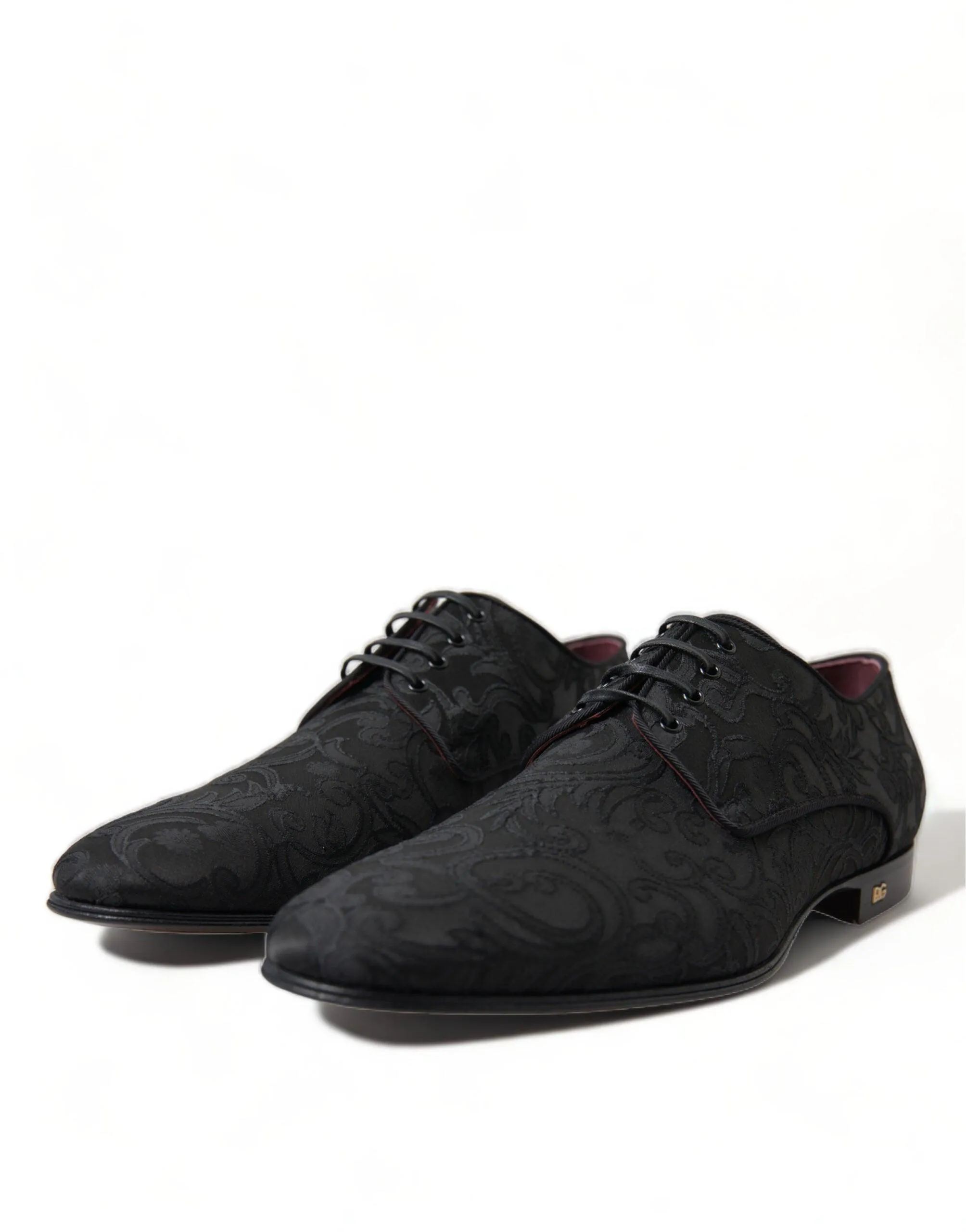 Dolce & Gabbana Black Jacquard Lace Up Derby Dress Shoes