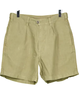 Drakes Green Single Pleat Linen Shorts W30