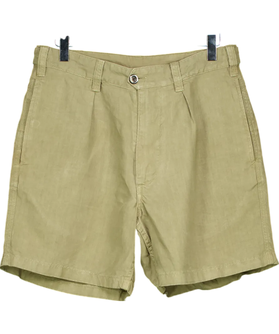 Drakes Green Single Pleat Linen Shorts W30
