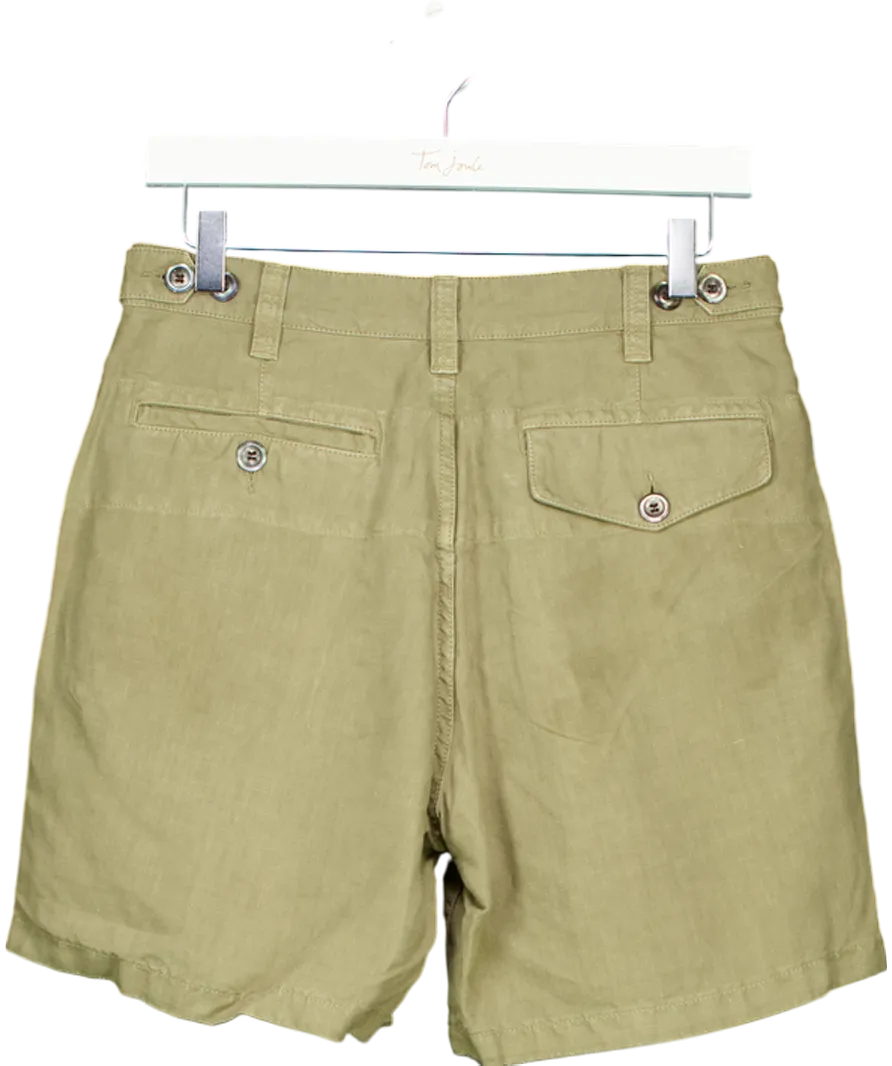 Drakes Green Single Pleat Linen Shorts W30