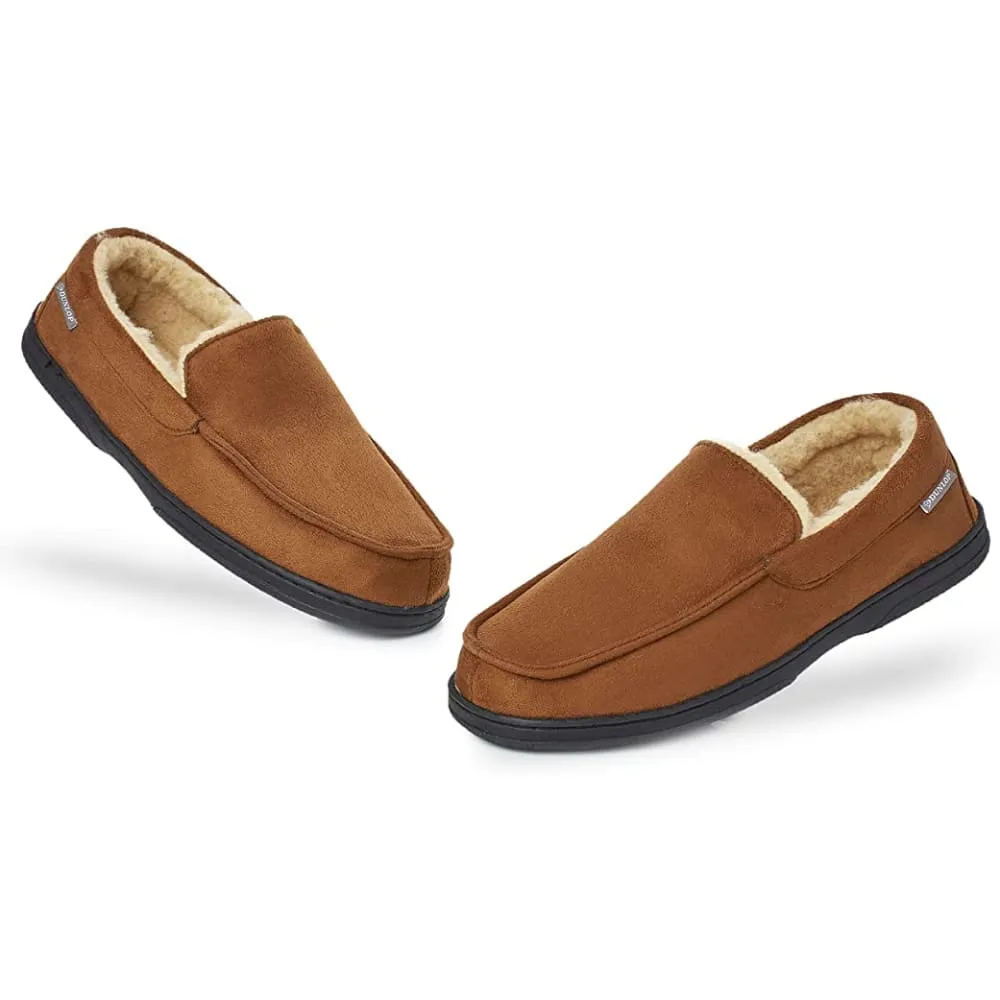 Dunlop Moccasins Loafers Faux Sheepskin Slippers with Rubber Sole for Men
