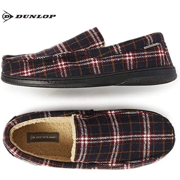 Dunlop Moccasins Loafers Faux Sheepskin Slippers with Rubber Sole for Men