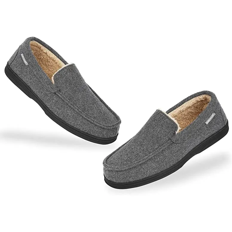 Dunlop Moccasins Loafers Faux Sheepskin Slippers with Rubber Sole for Men