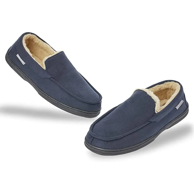 Dunlop Moccasins Loafers Faux Sheepskin Slippers with Rubber Sole for Men