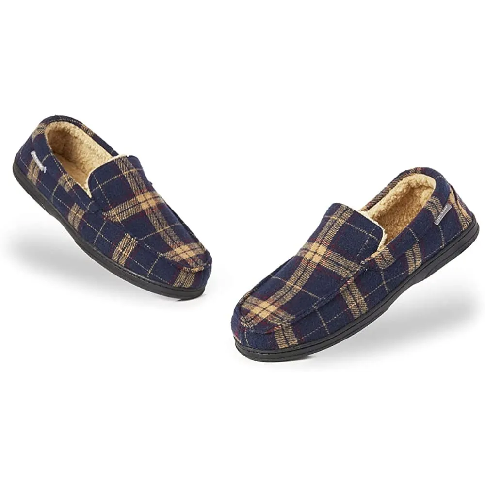 Dunlop Moccasins Loafers Faux Sheepskin Slippers with Rubber Sole for Men