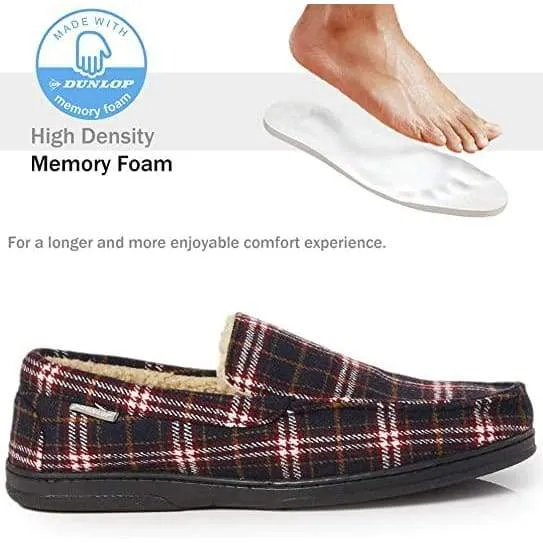 Dunlop Moccasins Loafers Faux Sheepskin Slippers with Rubber Sole for Men