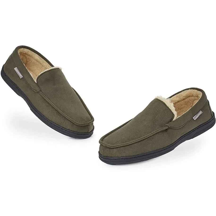 Dunlop Moccasins Loafers Faux Sheepskin Slippers with Rubber Sole for Men