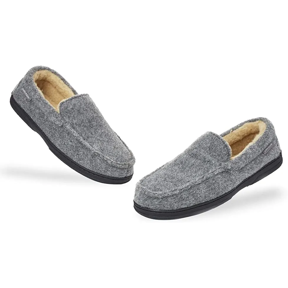 Dunlop Moccasins Loafers Faux Sheepskin Slippers with Rubber Sole for Men