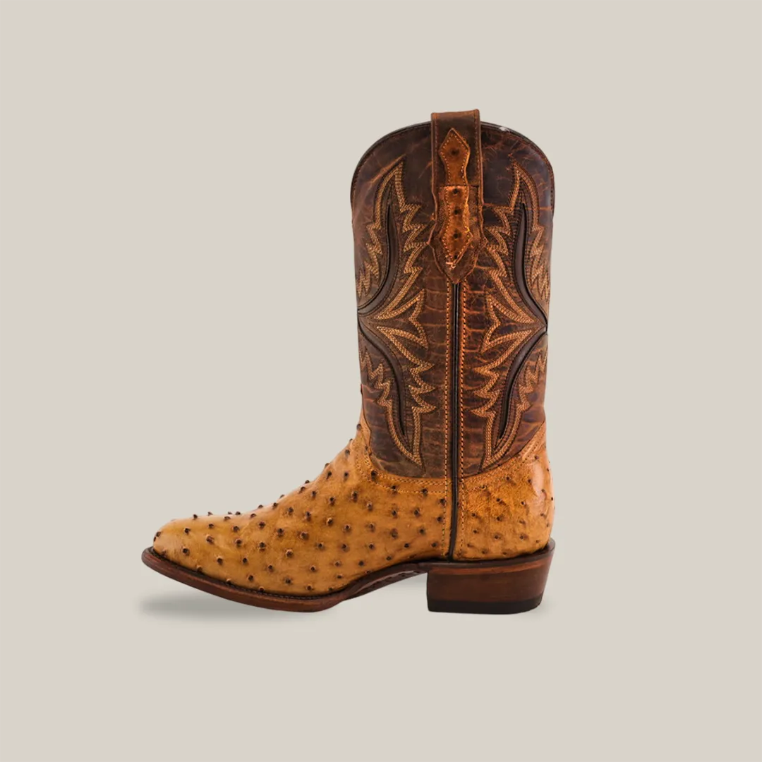 Exotic Full Quilt Ostrich - Paja - Round Toe