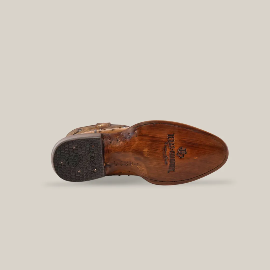 Exotic Full Quilt Ostrich - Paja - Round Toe