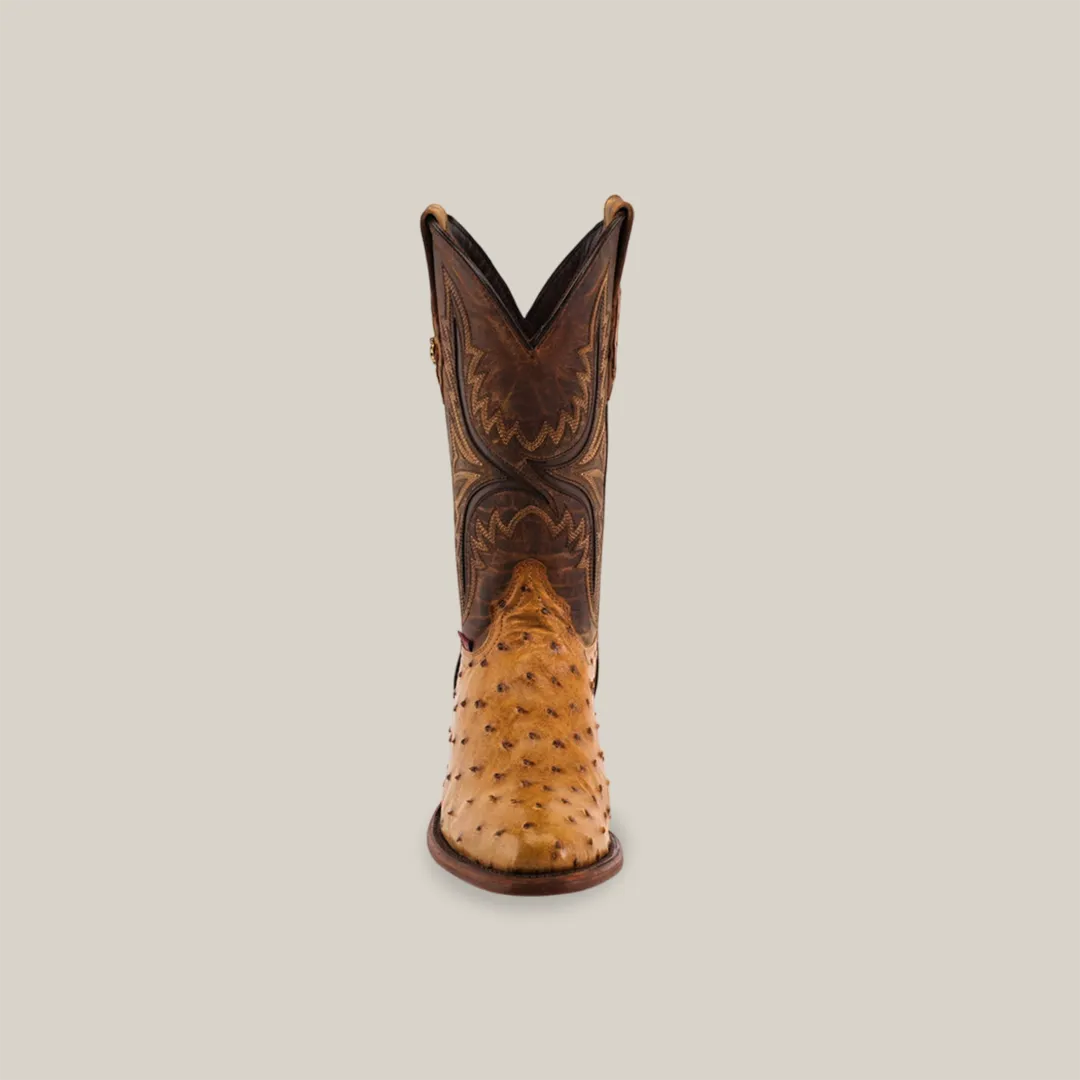 Exotic Full Quilt Ostrich - Paja - Round Toe