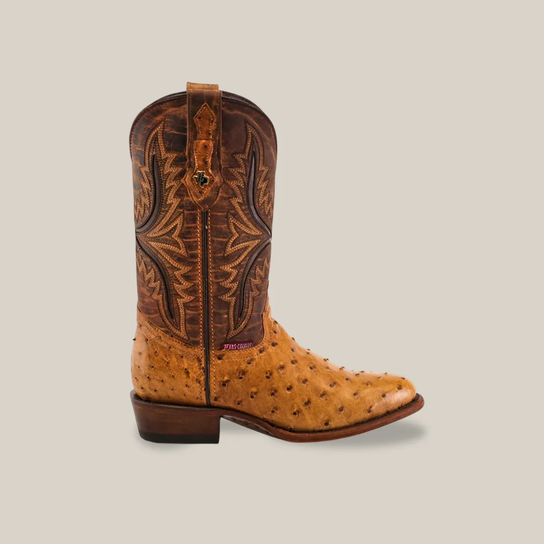 Exotic Full Quilt Ostrich - Paja - Round Toe