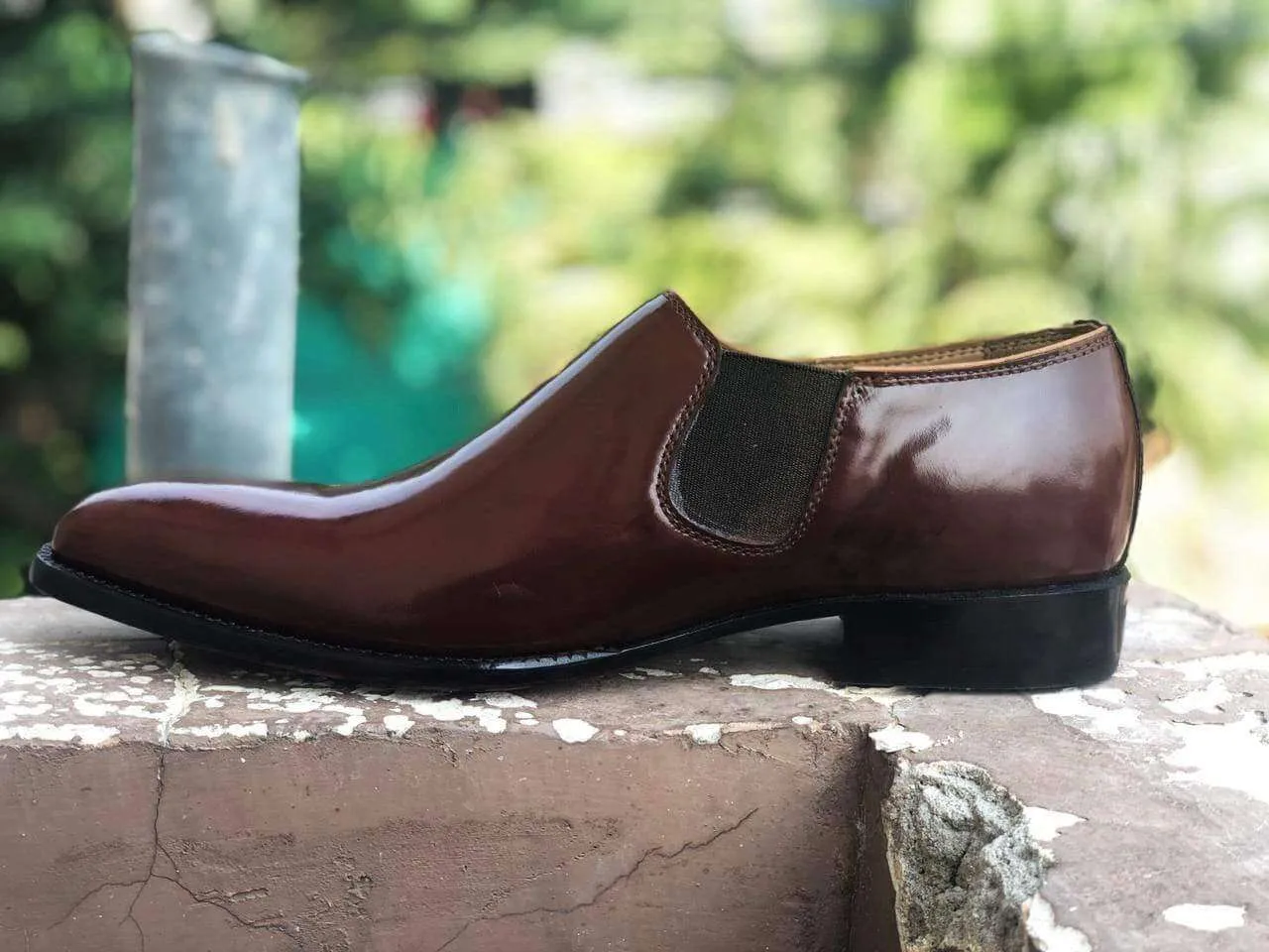 Handmade Men's Leather Brown Whole Cut Derby Shoes
