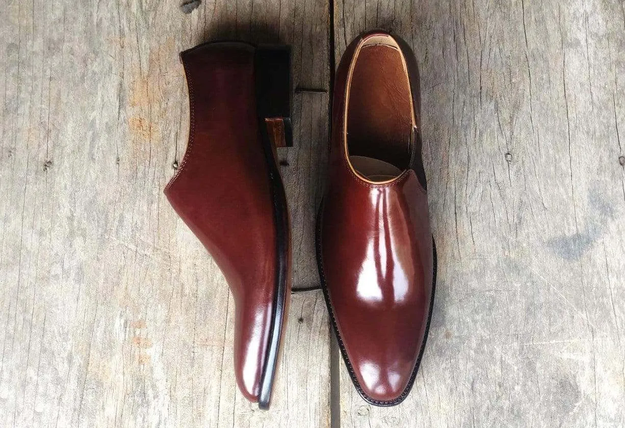 Handmade Men's Leather Brown Whole Cut Derby Shoes