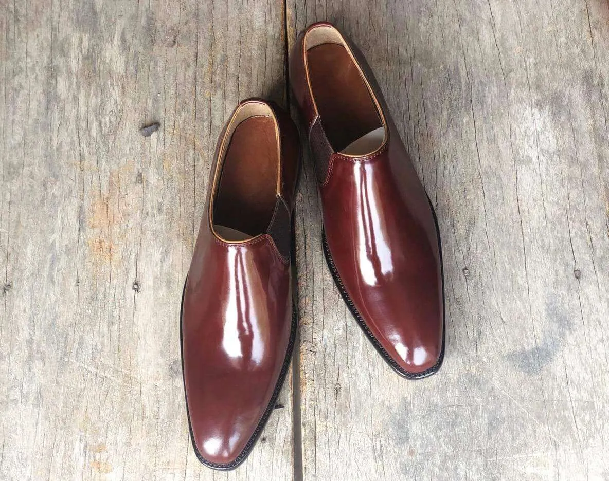 Handmade Men's Leather Brown Whole Cut Derby Shoes
