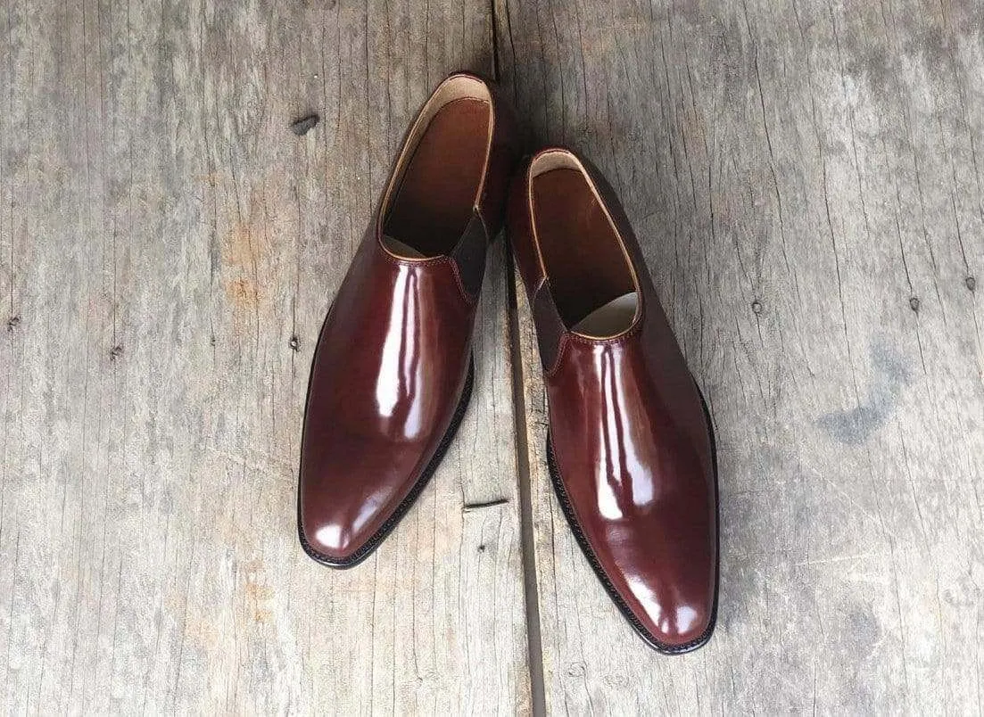 Handmade Men's Leather Brown Whole Cut Derby Shoes