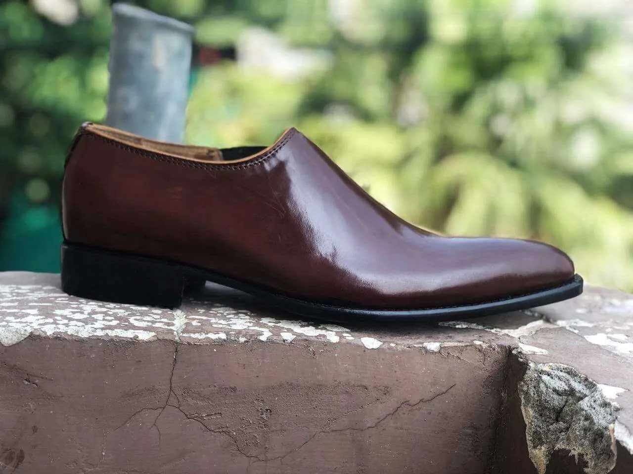 Handmade Men's Leather Brown Whole Cut Derby Shoes