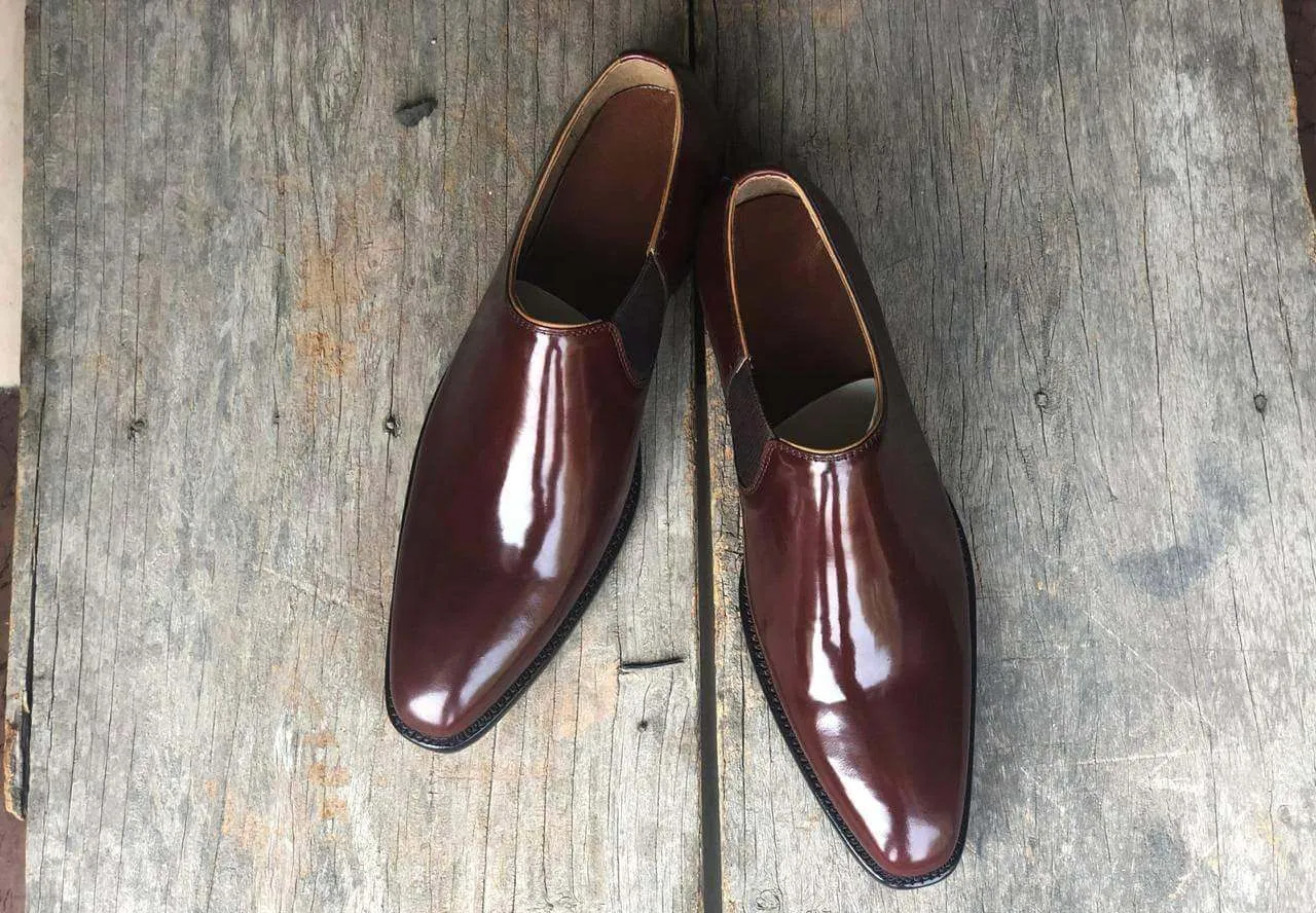 Handmade Men's Leather Brown Whole Cut Derby Shoes