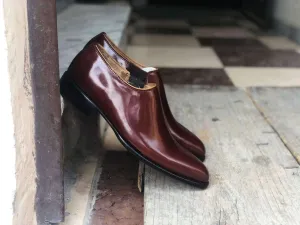 Handmade Men's Leather Brown Whole Cut Derby Shoes