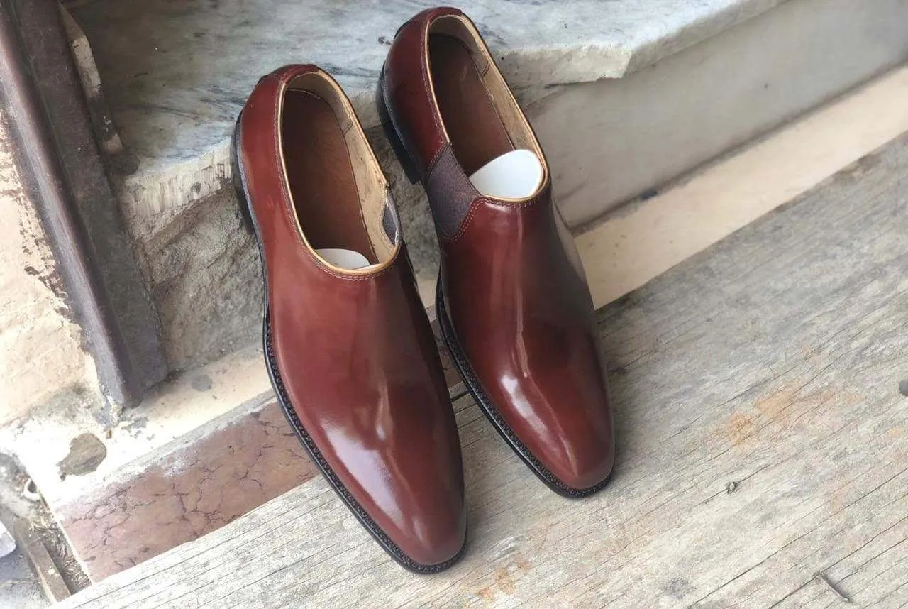 Handmade Men's Leather Brown Whole Cut Derby Shoes
