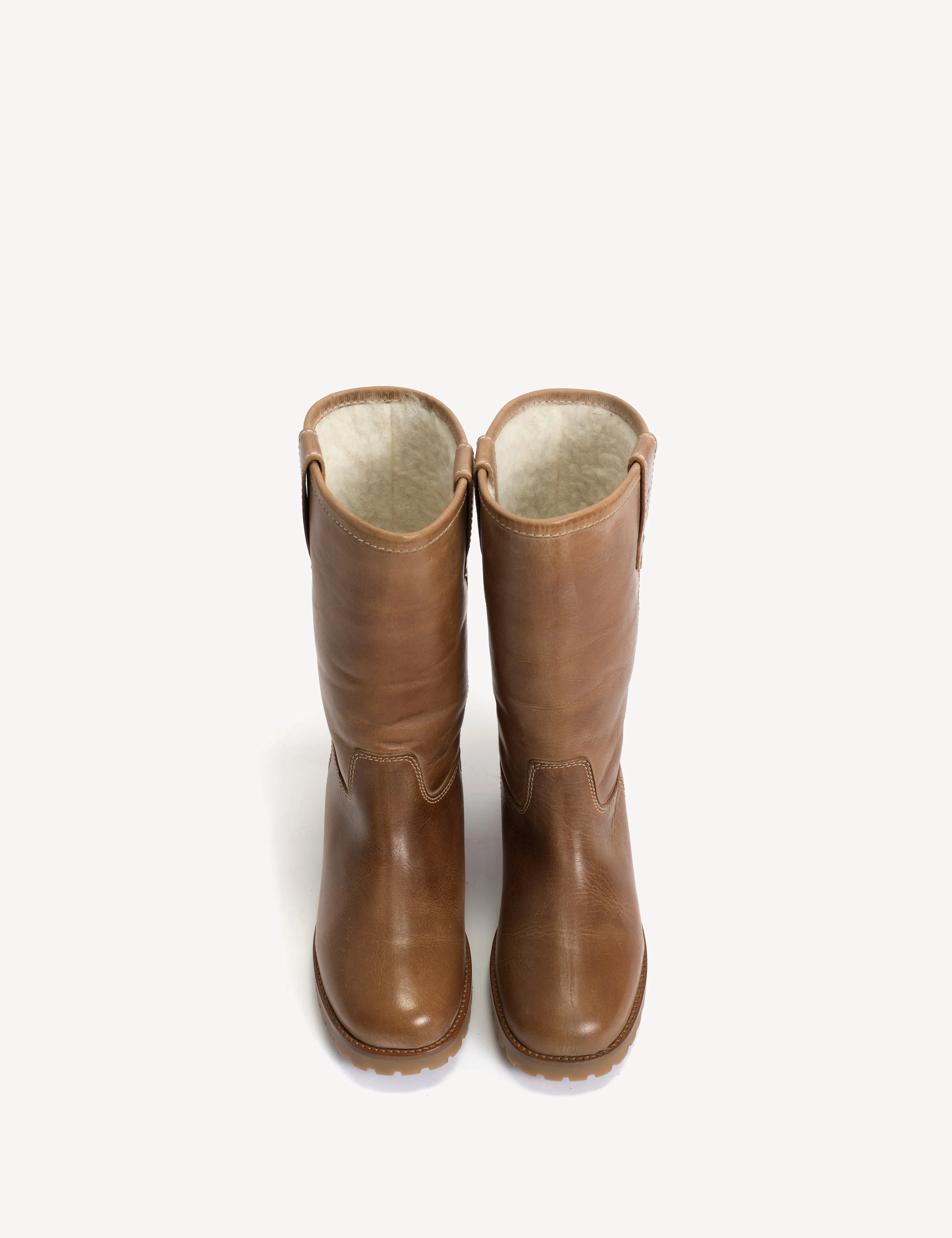 Kimmi Boot In Dark Tan Escovado Leather