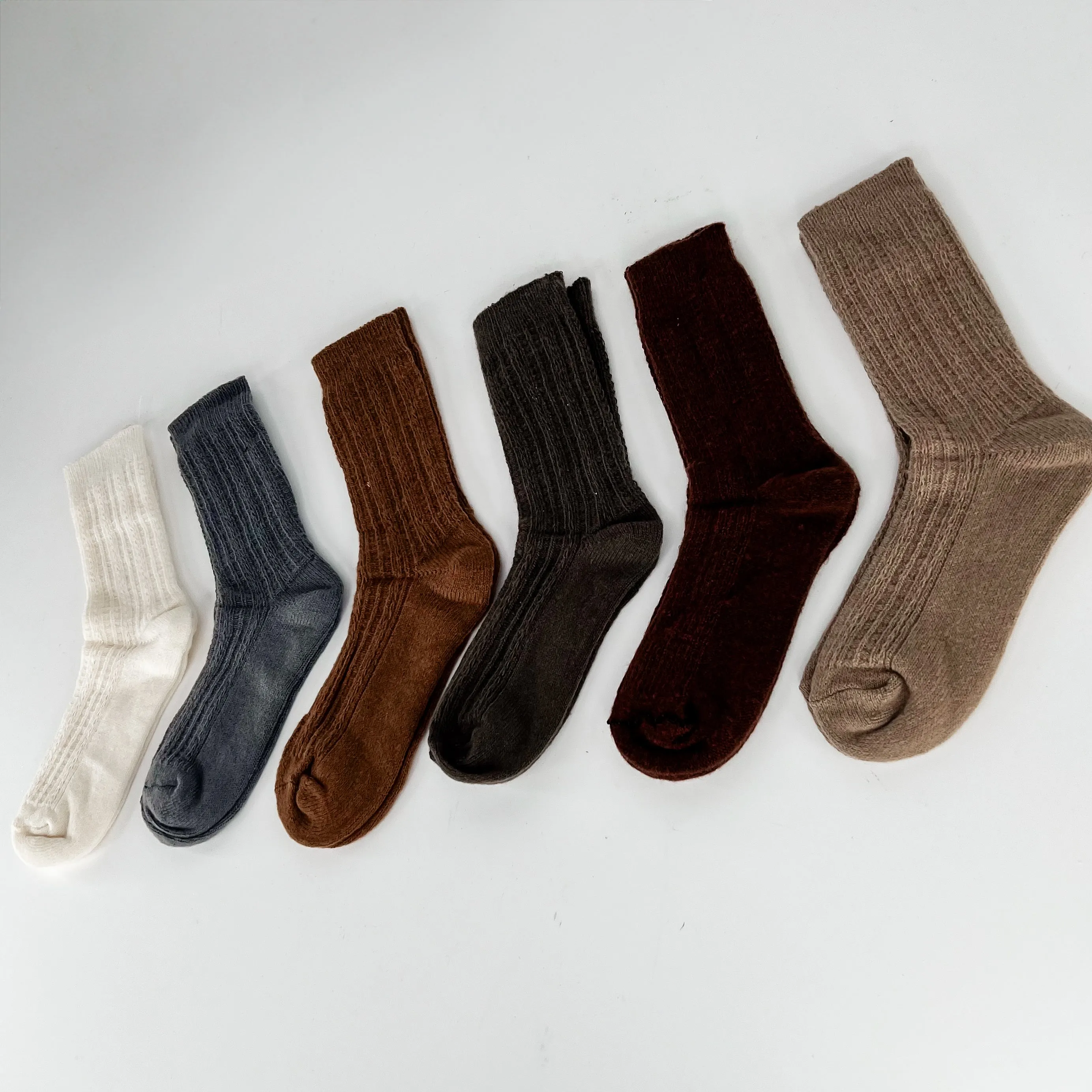 Knit Fashionable Neutral Crew Socks - 8 colors!