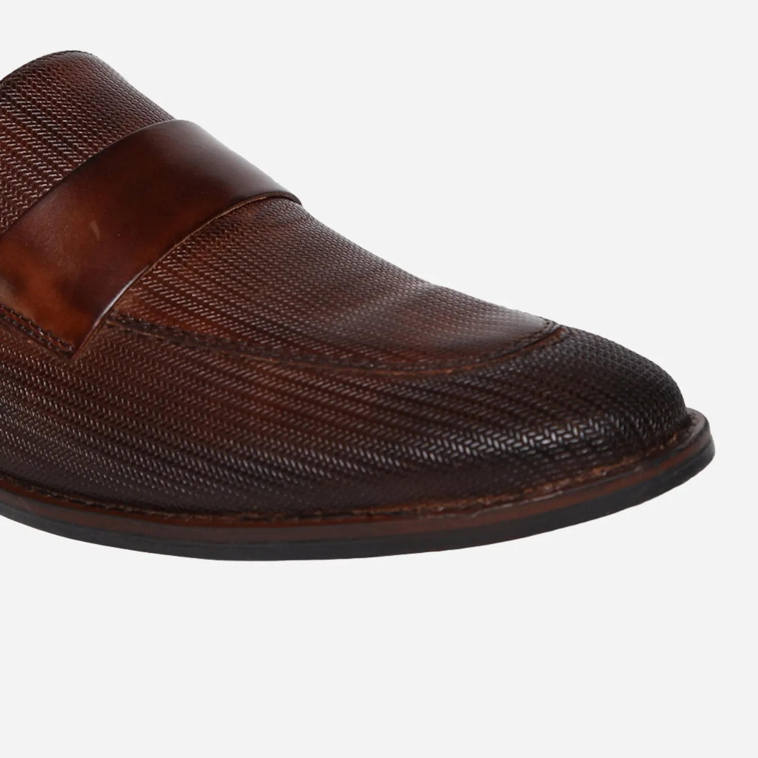 Masabih Genuine Leather Brown Printed Loafer Slipon Shoes for Men