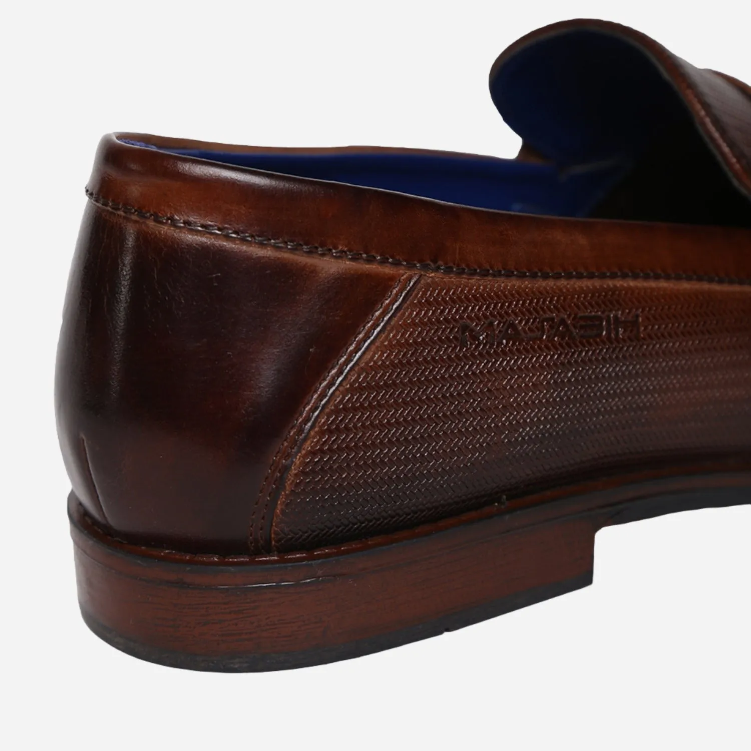 Masabih Genuine Leather Brown Printed Loafer Slipon Shoes for Men