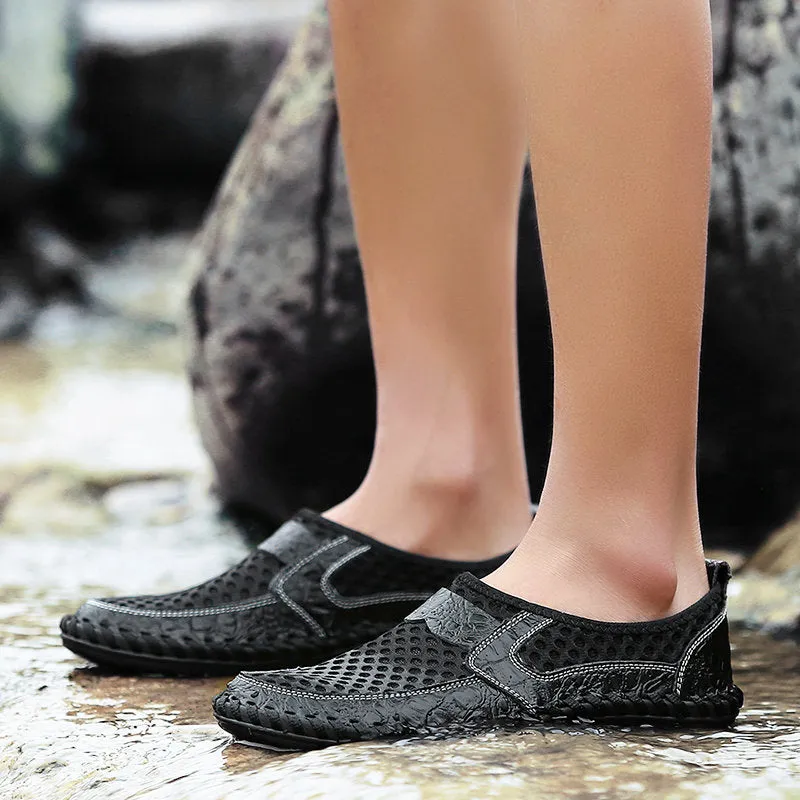 Men Stitching Honeycomb Mesh Soft Loafers Breathable Outdoor Casual Shoes