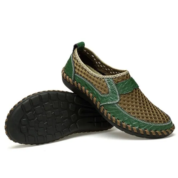 Men Stitching Honeycomb Mesh Soft Loafers Breathable Outdoor Casual Shoes