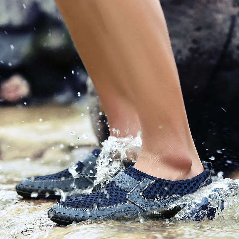 Men Stitching Honeycomb Mesh Soft Loafers Breathable Outdoor Casual Shoes