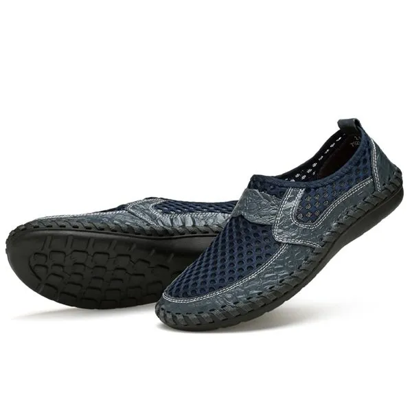 Men Stitching Honeycomb Mesh Soft Loafers Breathable Outdoor Casual Shoes