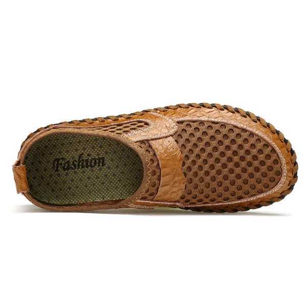 Men Stitching Honeycomb Mesh Soft Loafers Breathable Outdoor Casual Shoes