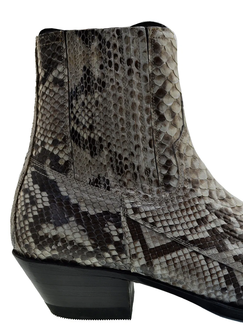 Men's Cowboy Boots Sendra 4375P Natural Python Skin Cuban Heel