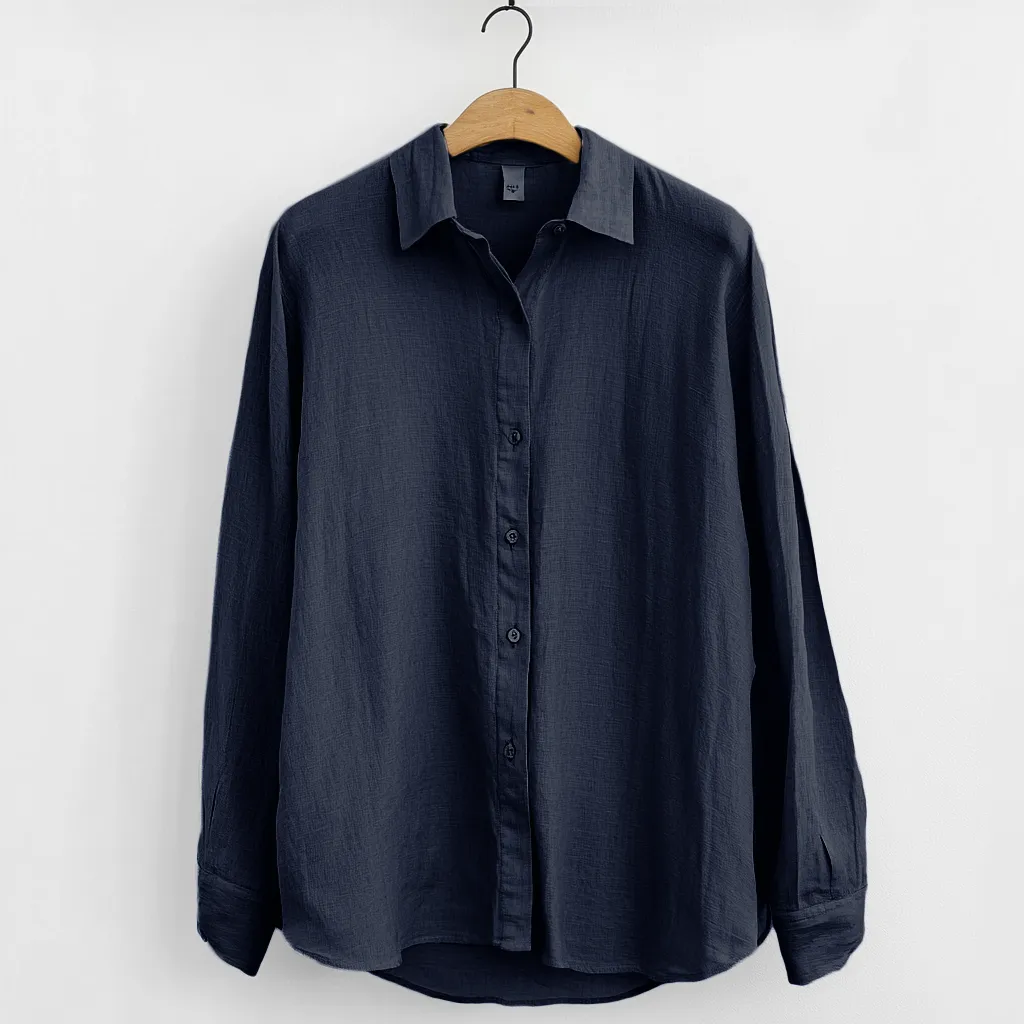 Mens Linen Shirt  Relaxed Fit  Long Sleeve  Button-Up Casual Wear