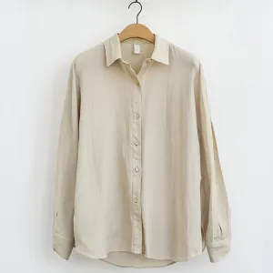 Mens Linen Shirt  Relaxed Fit  Long Sleeve  Button-Up Casual Wear