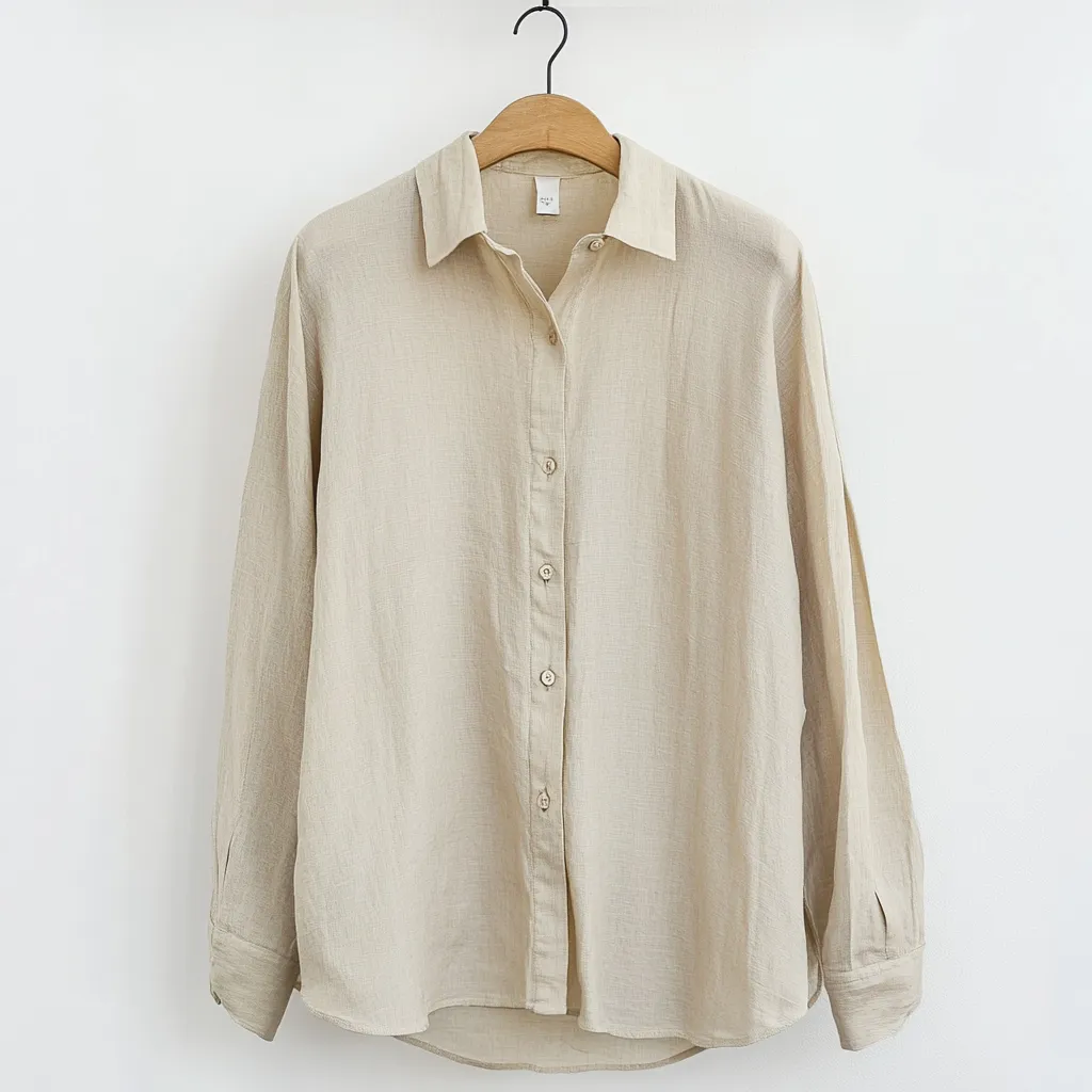 Mens Linen Shirt  Relaxed Fit  Long Sleeve  Button-Up Casual Wear