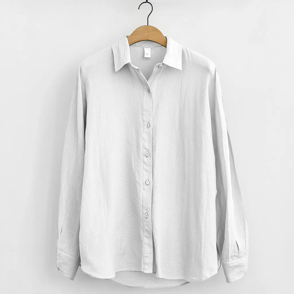 Mens Linen Shirt  Relaxed Fit  Long Sleeve  Button-Up Casual Wear