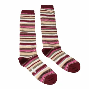 Missoni GM00CMD5219 0001 Burgundy/Pink Striped Knee Length Socks