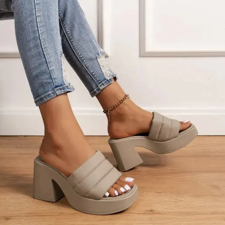 New Season Design High Heel Chunky Platform Women's Slippers