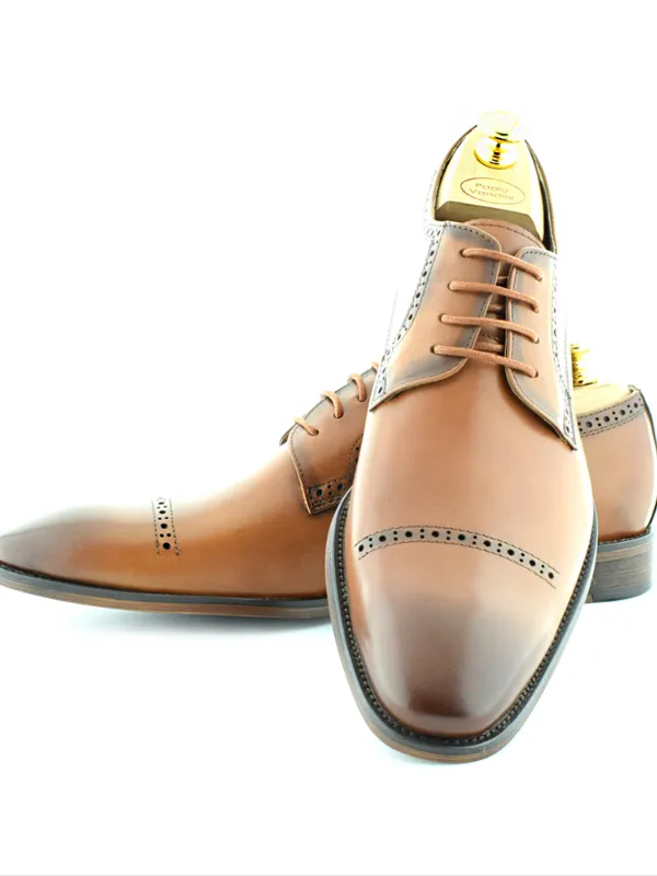 Paolo Vandini Tan Chisel Toe Derby Shoes