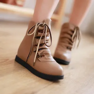 Pure Color Horn Decorate Wrinkle Short Boots