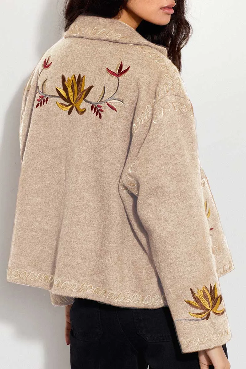 Riona Oat Embroidered Wool Jacket